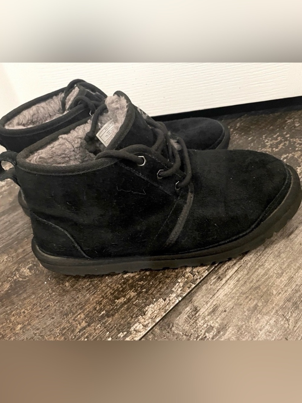 UGG Black Suede Fur-Lined Boots